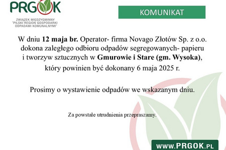 gm. Wysoka - odbiory odpadów