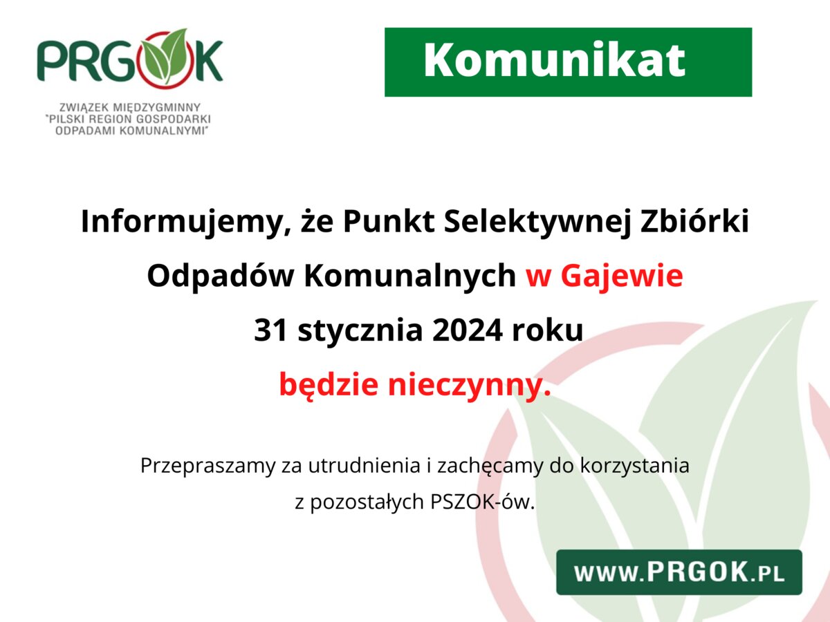 PSZOK Gajewo - informacja