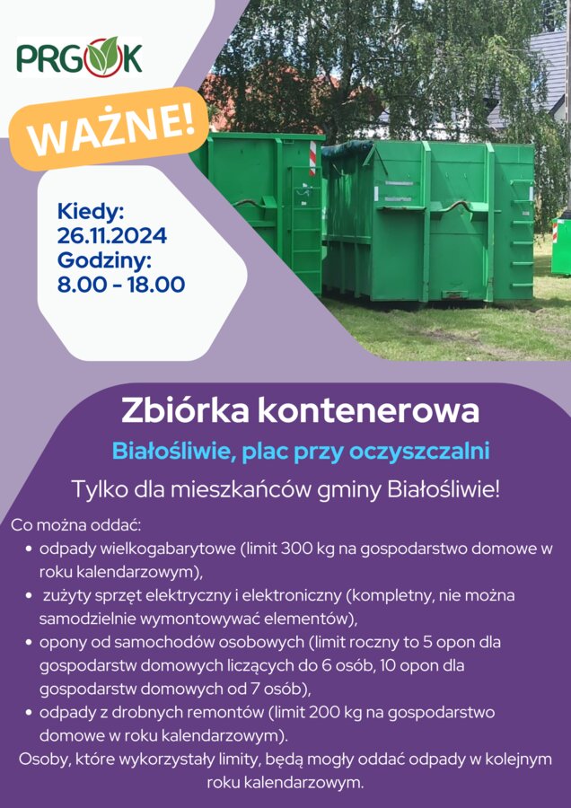 Zbiórka kontenerowa Białośliwie