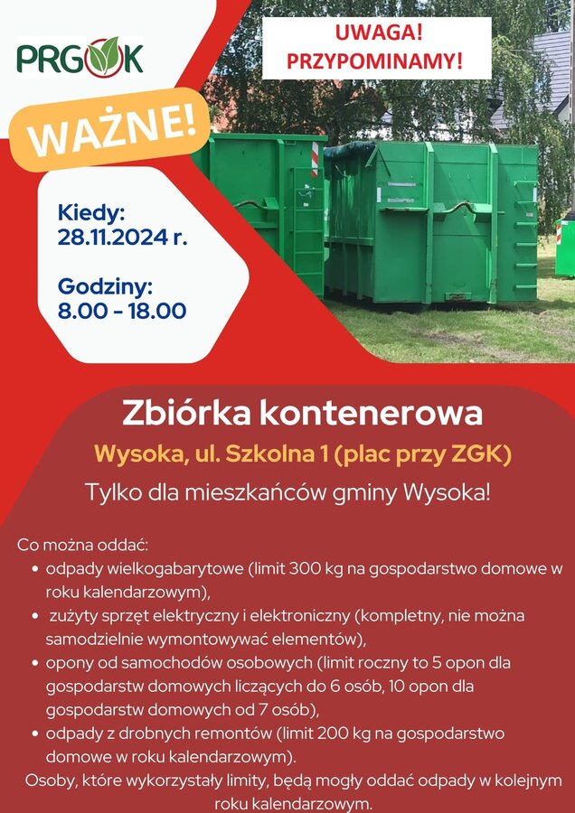 Wysoka Zbiórka kontenerowa