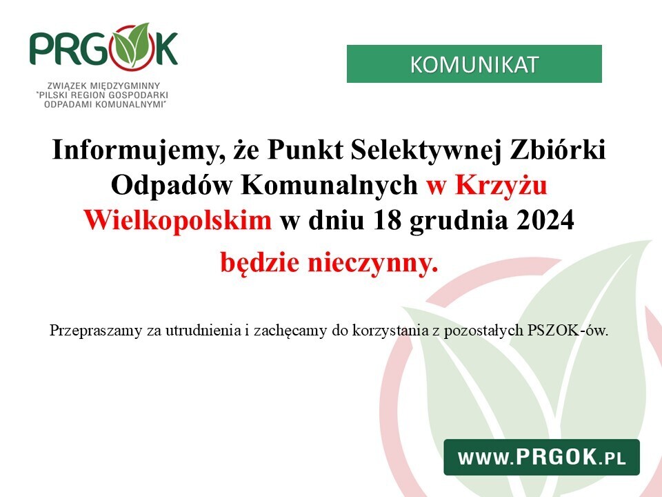 PSZOK Krzyż Wielkopolski - informacja