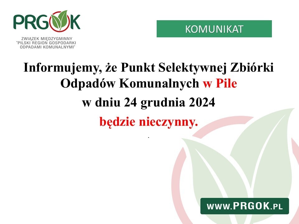 PSZOK Piła - komunikat