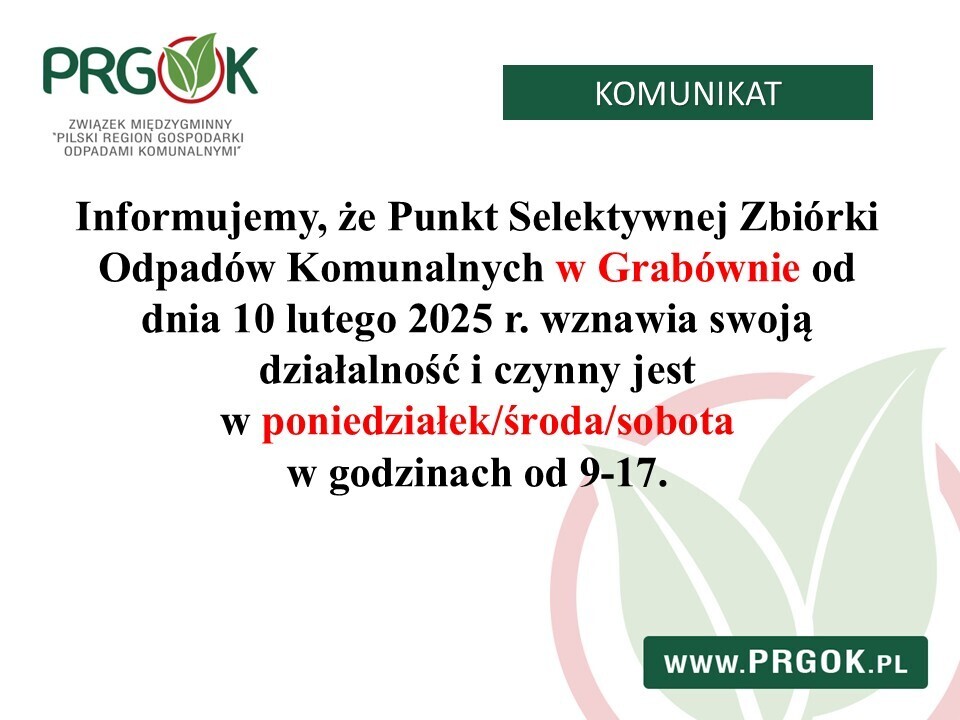 PSZOK Grabówno - informacja