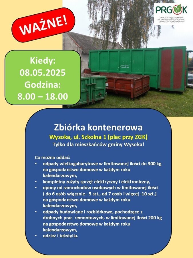 Wysoka - zbiórka kontenerowa