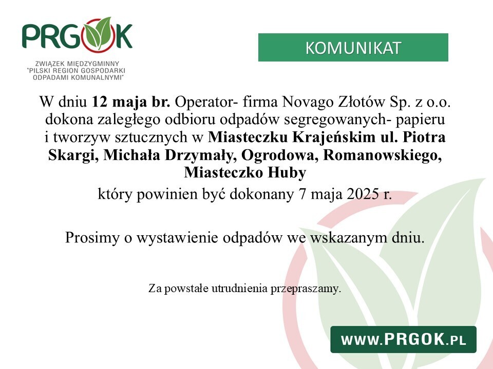 Miasteczko Krajeńskie - odbiory odpadów