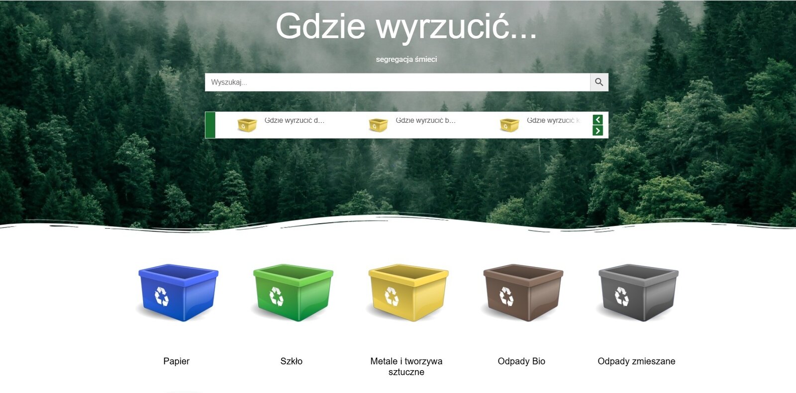 Informacja o dodatkowej wyszukiwarce segregacji odpadów