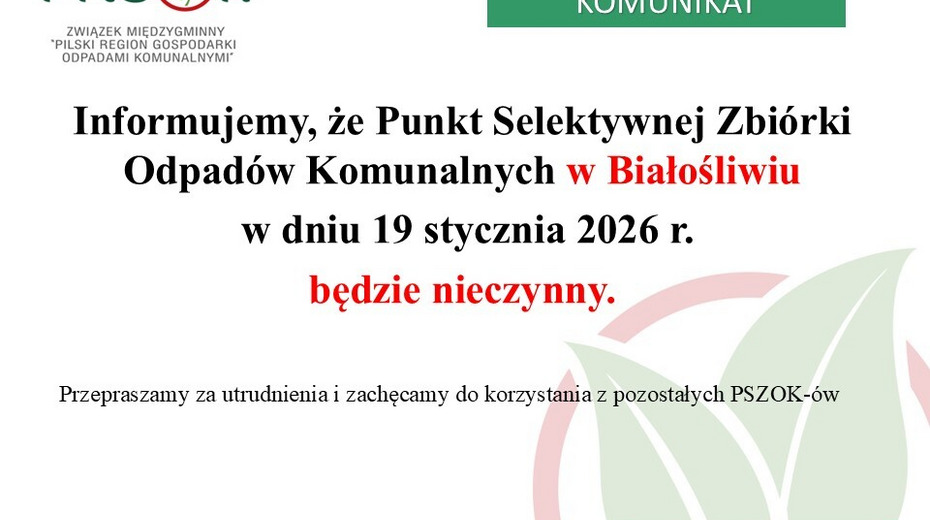 PSZOK Białośliwie - informacja 